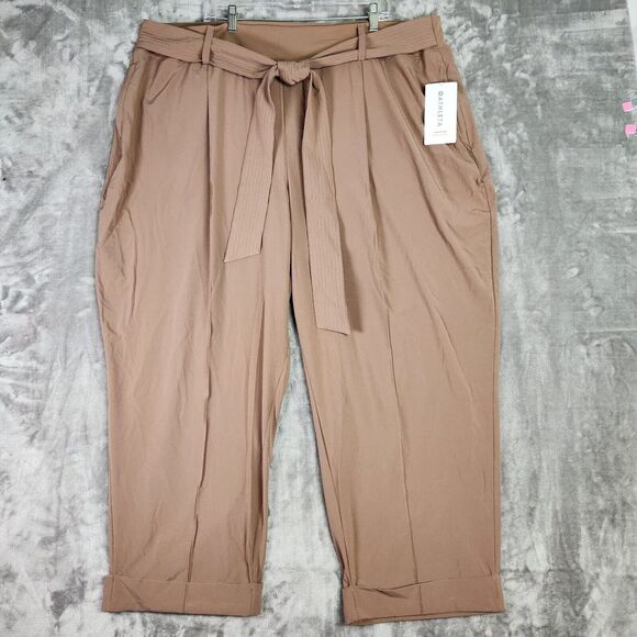 Athleta Pants Women Plus 26 Rustic Beige Cardiff Sash Stretch Lightweight NEW - Picture 2 of 14